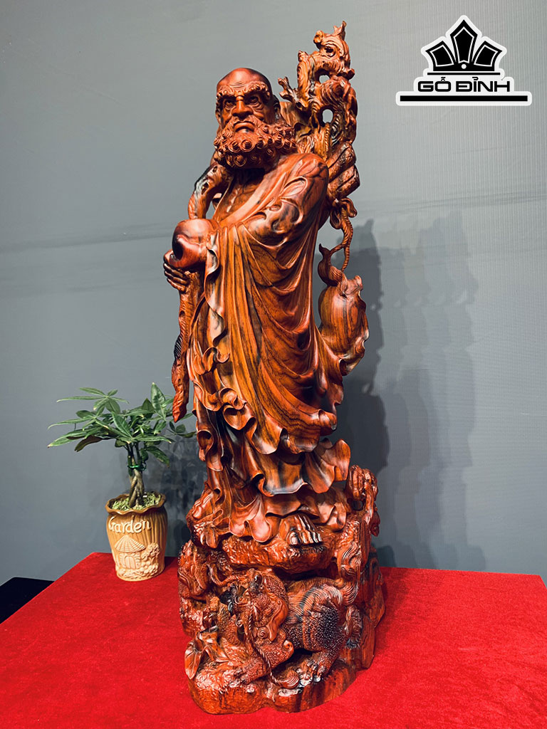 Tượng Đạt Ma Trấn Nghê Gỗ Trắc Cao 73 Ngang 28 Sâu 31 (cm)