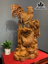 Tượng Gia Đình Gà Gỗ Hương Cao 90 Ngang 55 Sâu 29 (cm)
