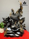 Tượng Gia Đình Gà Gỗ Mun Sừng Cao 65 Ngang 50 Sâu 24 (cm)