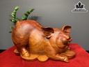 Tượng Heo Phong Thủy Gỗ Hương Cao 29 Ngang 50 Sâu 29 (cm)