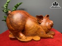 Tượng Heo Phong Thủy Gỗ Hương Cao 29 Ngang 50 Sâu 29 (cm)