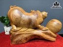Tượng Heo Phong Thủy Gỗ Hương Cao 33 Ngang 50 Sâu 21 (cm)