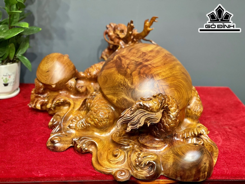 Tượng Long Quy Gỗ Hương Cao 26 Ngang 56 Sâu 47 (cm)
