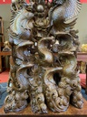 Tượng Ngũ Ngư Hoá Rồng Gỗ Bách Xanh Cao 196 Ngang 79 Sâu 33 (cm)