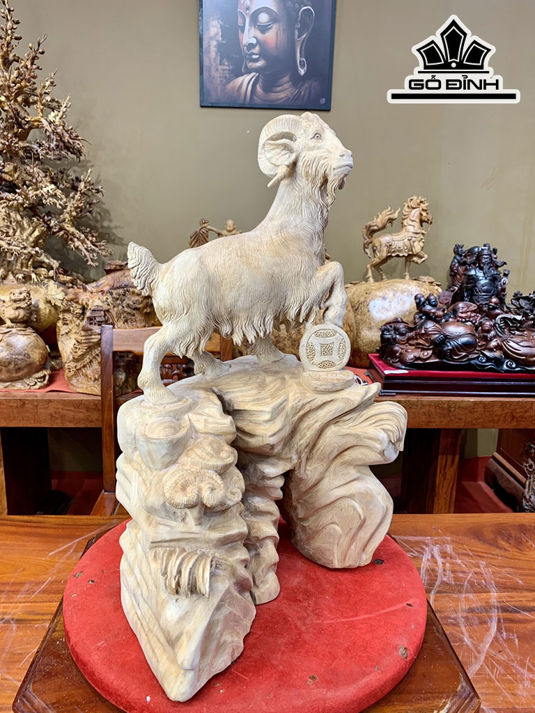 Tượng Nhất Dương Gỗ Ngọc Am Cao 62 Ngang 35 Sâu 28 (cm)