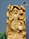 Tượng Phật Bà Quan Âm Gỗ Ngọc Am Cao 85 Ngang 40 Sâu 20 (cm)