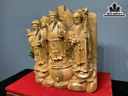 Tượng Phúc Lộc Thọ (Tam Đa) Gỗ Ngọc Am Cao 56 Ngang 51 Sâu 16 (cm)