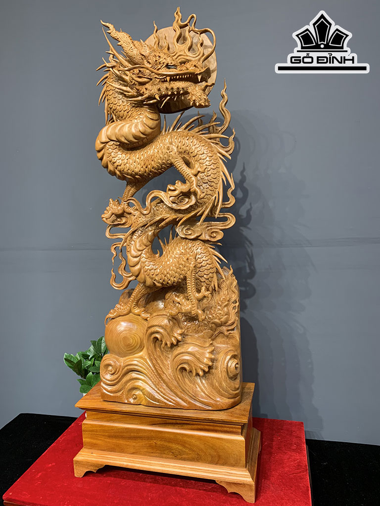 Tượng Rồng ( Nhất Long) Gỗ Ngọc Am Cao 122 Ngang 46 Sâu 22 (cm)