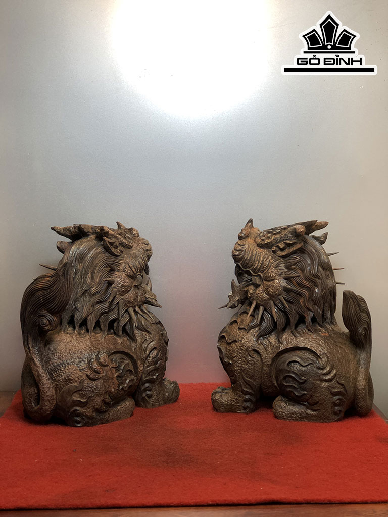 Tượng Nghê Gỗ Trắc Cao 21 Ngang 18 Sâu 11 (cm)