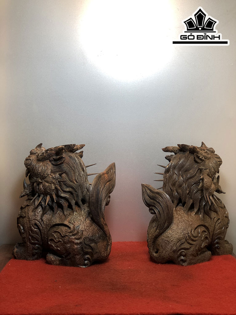 Tượng Nghê Gỗ Trắc Cao 21 Ngang 18 Sâu 11 (cm)