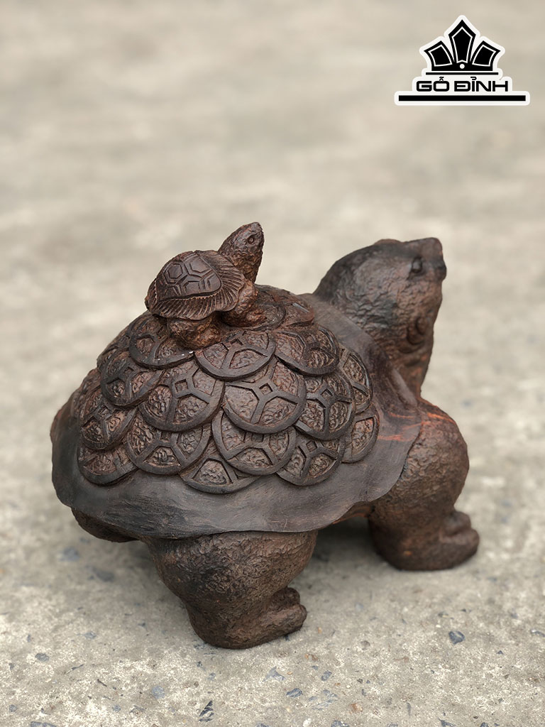 Tượng Rùa Phong Thủy Gỗ Trắc Cao 17 Ngang 22 Sâu 15 (cm)