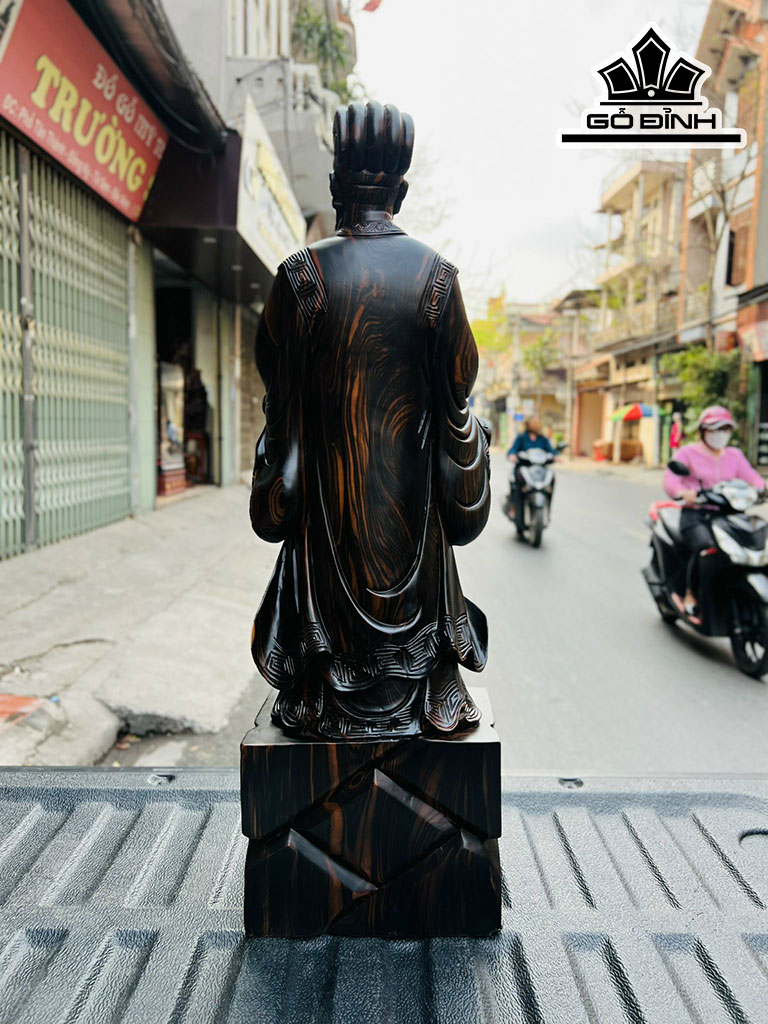 Tượng Gia Cát Lượng Gỗ Mun Hoa Cao 80 Ngang 25 Sâu 16 (cm)