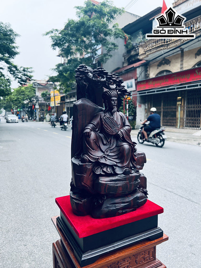 Tượng Gia Cát Lượng Gỗ Trắc Cao 70 Ngang 33 Sâu 27 (cm)