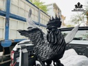 Tượng Gia Đình Gà Gỗ Mun Sừng Cao 93 Ngang 55 Sâu 35 (cm)