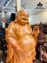 Tượng Phật Di Lặc Đứng Bao Tiền Gỗ Hương Cao 180 Ngang 65 Sâu 65 (cm)