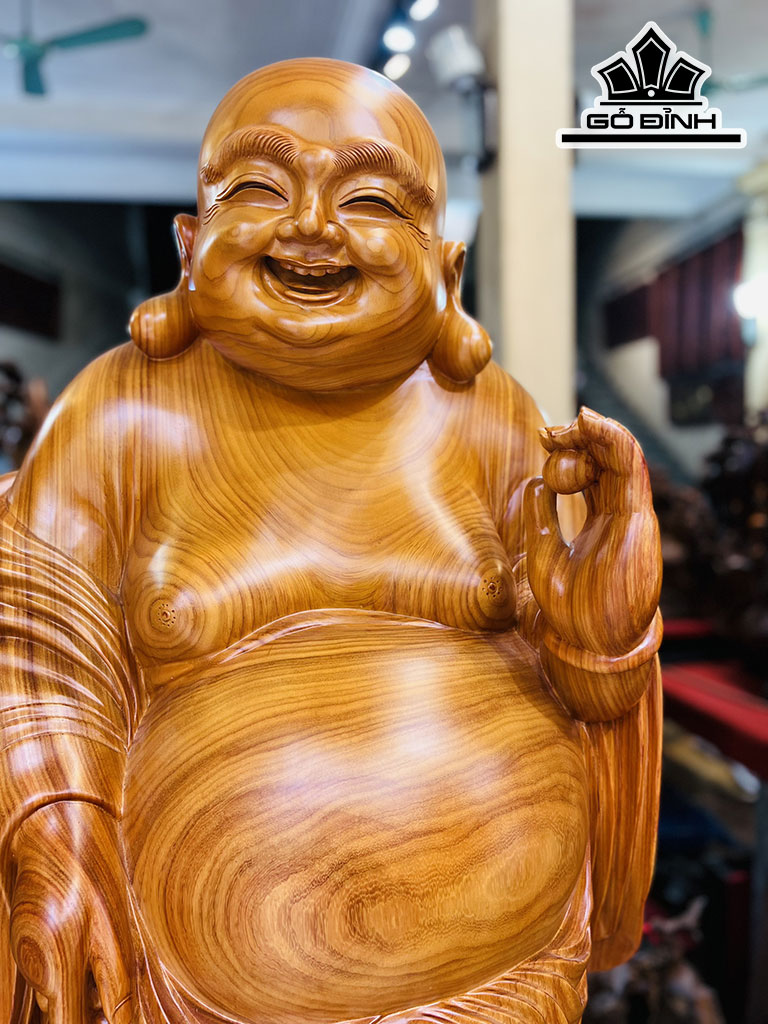 Tượng Phật Di Lặc Đứng Bao Tiền Gỗ Hương Cao 180 Ngang 65 Sâu 65 (cm)