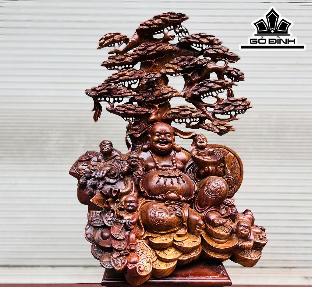 Tượng Phật Di Lặc Ngũ Phúc Gỗ Cẩm Cao 79 Ngang 67 Sâu 48 (cm)