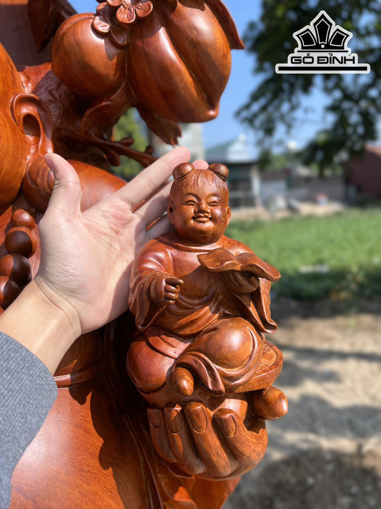 Tượng Phật Di Lặc Ngũ Phúc Gỗ Hương Ngang 65 Cao 183 Sâu 50 (cm)