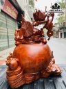 Tượng Phật Di Lặc Ngũ Phúc Gỗ Nu Hương Cao 67 Ngang 61 Sâu 45 (cm)