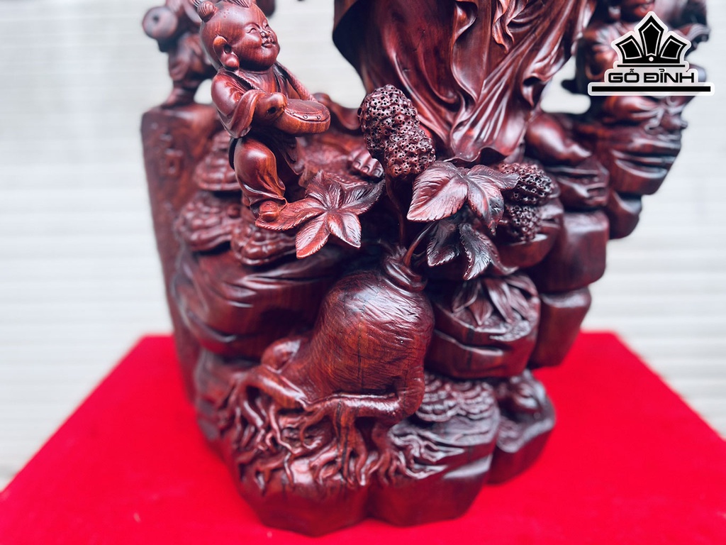 Tượng Phật Di Lặc Ngũ Phúc Gỗ Tử Đàn Cao 91 Ngang 47 Sâu 28 (cm)