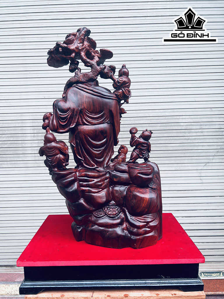 Tượng Phật Di Lặc Ngũ Phúc Gỗ Tử Đàn Cao 91 Ngang 47 Sâu 28 (cm)