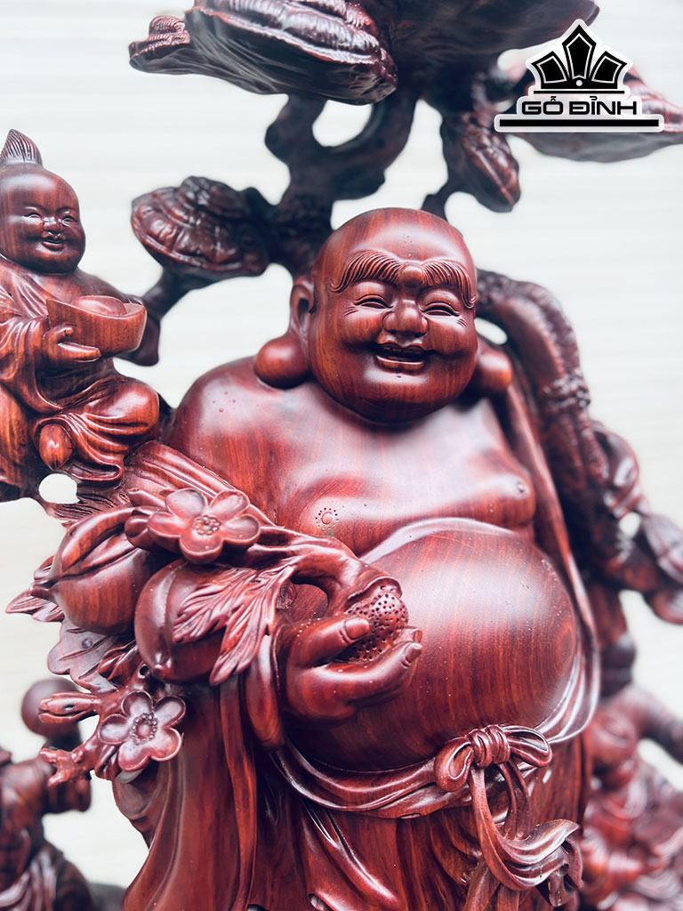 Tượng Phật Di Lặc Ngũ Phúc Gỗ Tử Đàn Cao 91 Ngang 47 Sâu 28 (cm)