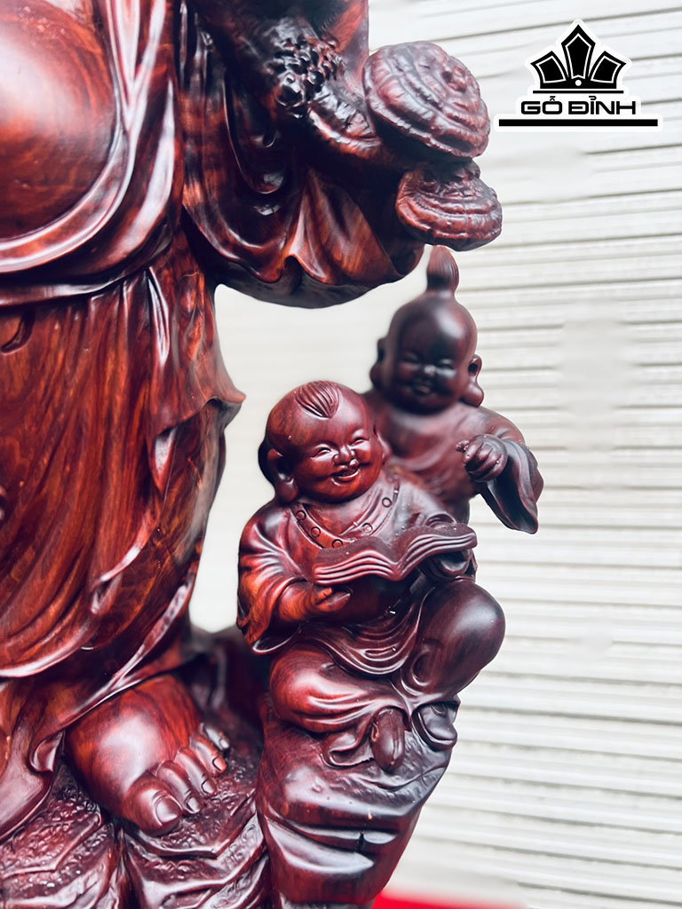 Tượng Phật Di Lặc Ngũ Phúc Gỗ Tử Đàn Cao 91 Ngang 47 Sâu 28 (cm)