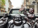 Tượng Phật Di Lặc Ngũ Phúc Gỗ Trắc Ngang 62 Cao 60 Sâu 40 (cm)