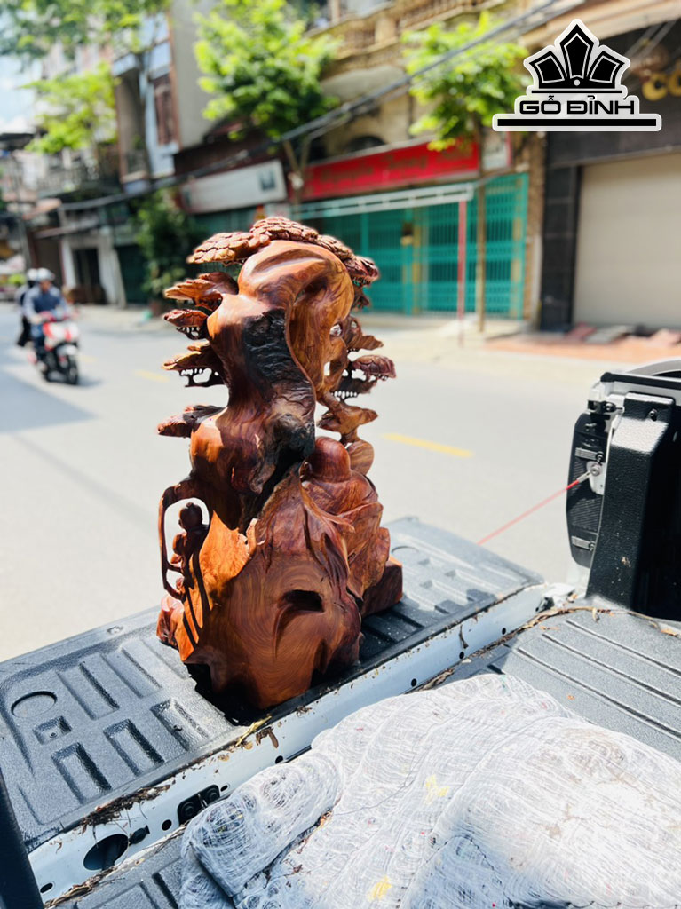 Tượng Phật Di Lặc Tam Phúc Gỗ Hương Cao 88 Ngang 60 Sâu 40 (cm)