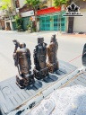 Tượng Phúc Lộc Thọ (Tam Đa) Gỗ Mun Hoa Ngang 21 Cao 60 Sâu 15 (cm)