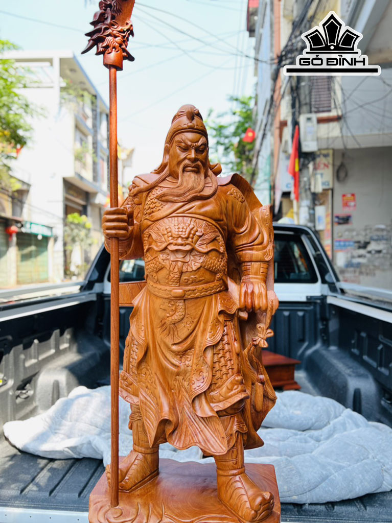 Tượng Quan Công Gỗ Hương Cao 100 Ngang 36 Sâu 24 (cm)