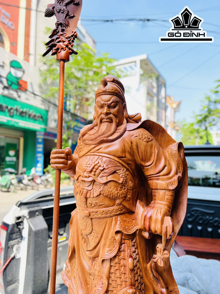 Tượng Quan Công Gỗ Hương Cao 100 Ngang 36 Sâu 24 (cm)