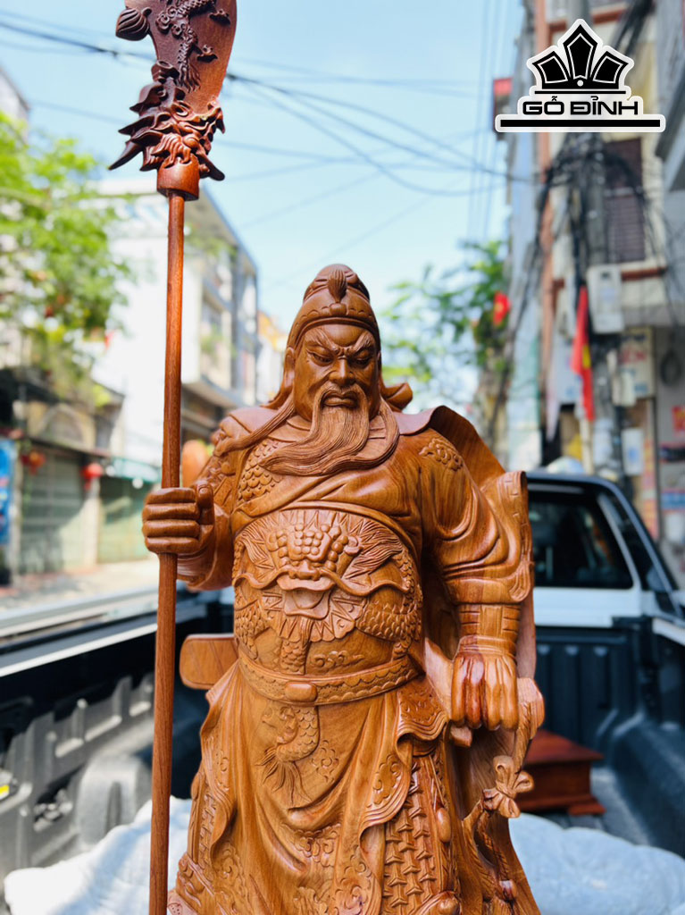 Tượng Quan Công Gỗ Hương Cao 100 Ngang 36 Sâu 24 (cm)