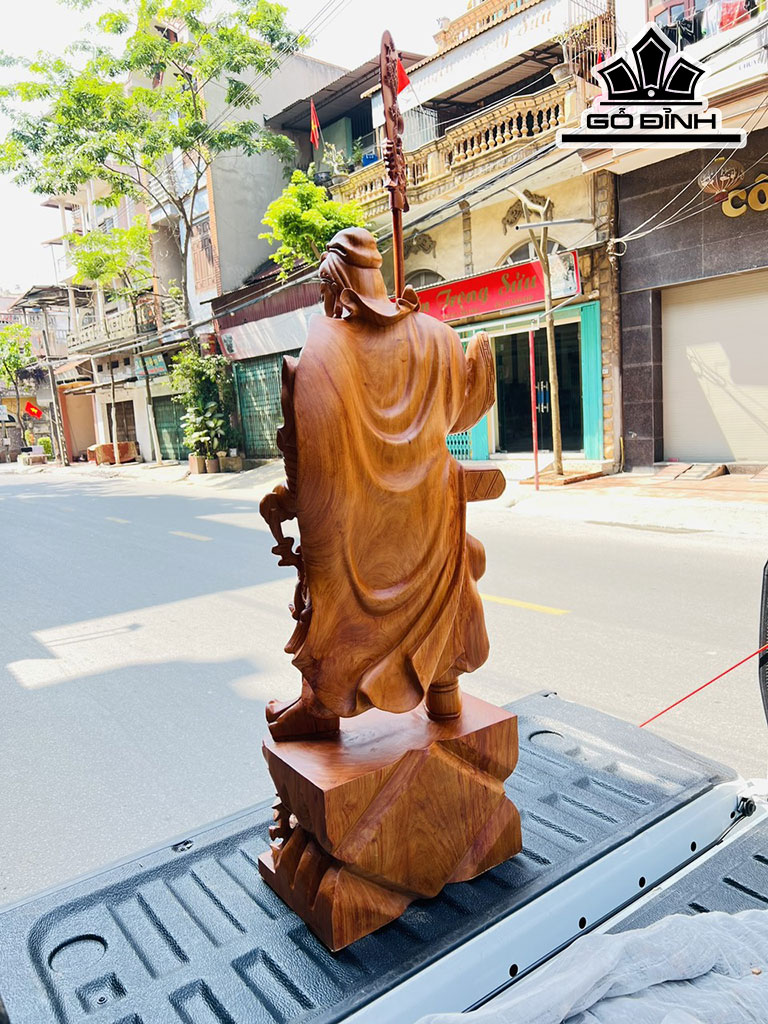 Tượng Quan Công Gỗ Hương Cao 100 Ngang 36 Sâu 24 (cm)