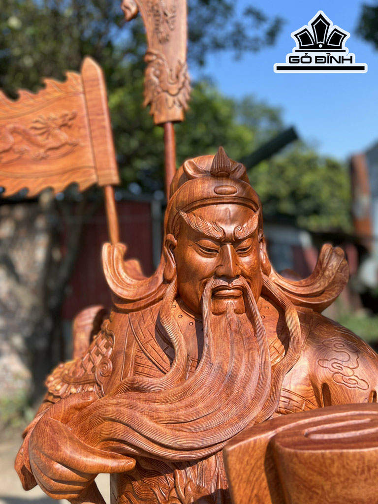Tượng Quan Công Gỗ Hương Cao 147 Ngang 90 Sâu 55 (cm)