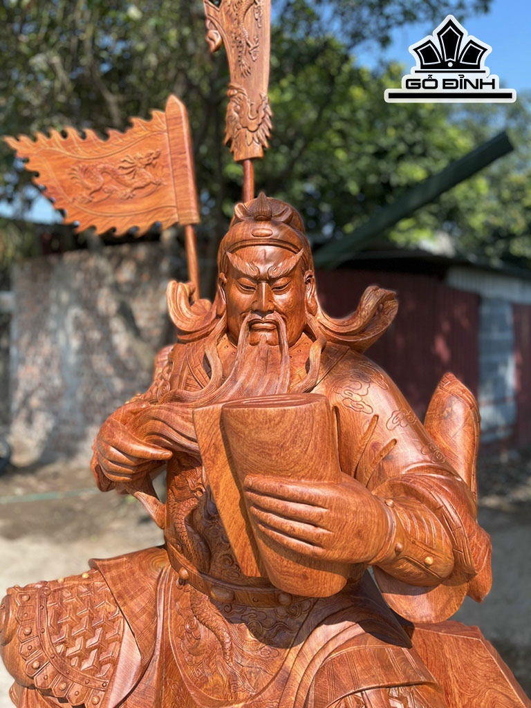 Tượng Quan Công Gỗ Hương Cao 147 Ngang 90 Sâu 55 (cm)