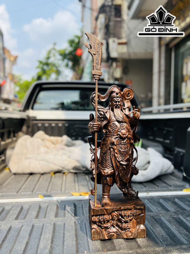 Tượng Quan Công Gỗ Mun Hoa Cao 60 Ngang 20 Sâu 14 (cm)