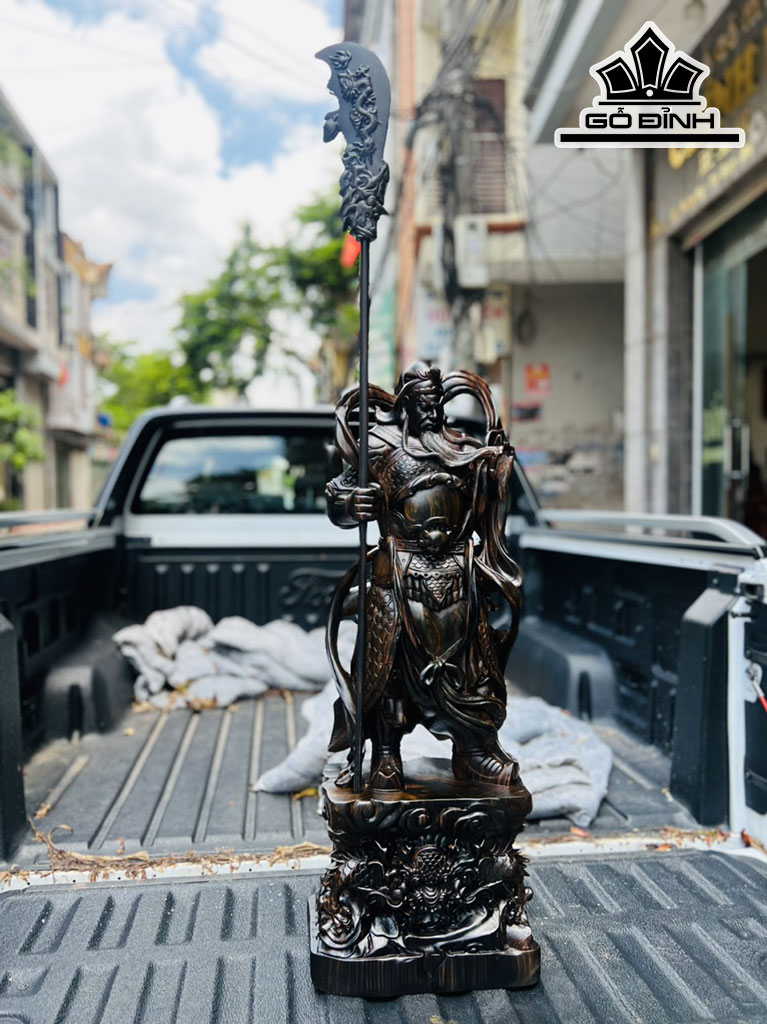 Tượng Quan Công Gỗ Mun Hoa Cao 80 Ngang 30 Sâu 16 (cm)