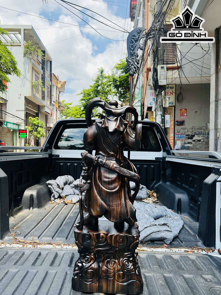 Tượng Quan Công Gỗ Mun Hoa Cao 80 Ngang 30 Sâu 16 (cm)