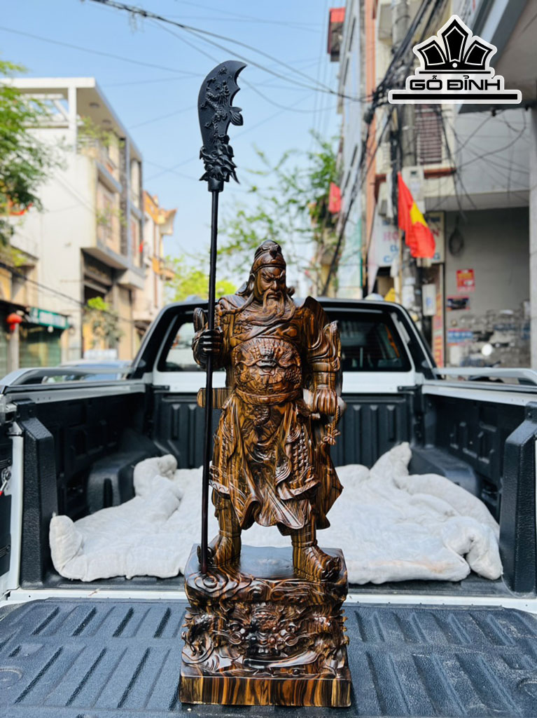 Tượng Quan Công Gỗ Mun Hoa Cao 80 Ngang 30 Sâu 19 (cm)