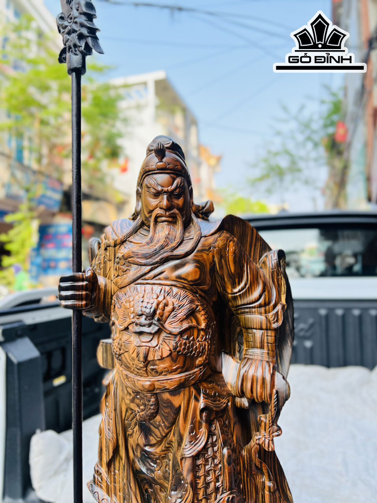 Tượng Quan Công Gỗ Mun Hoa Cao 80 Ngang 30 Sâu 19 (cm)