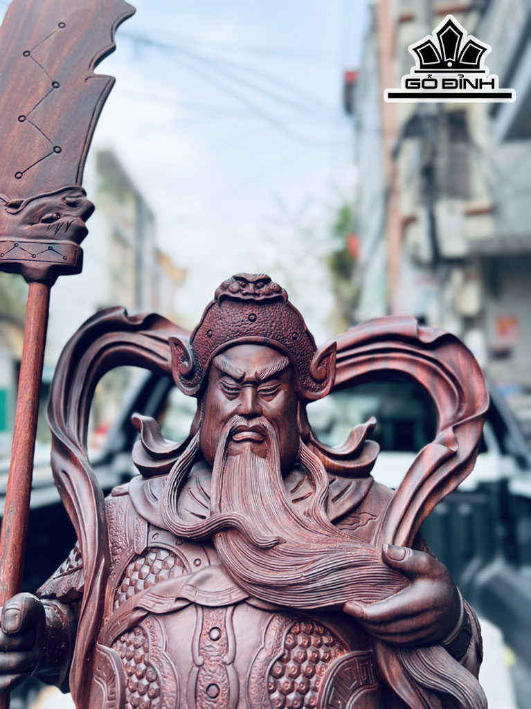 Tượng Quan Công Gỗ Tử Đàn Cao 77 Ngang 31 Sâu 27 (cm)