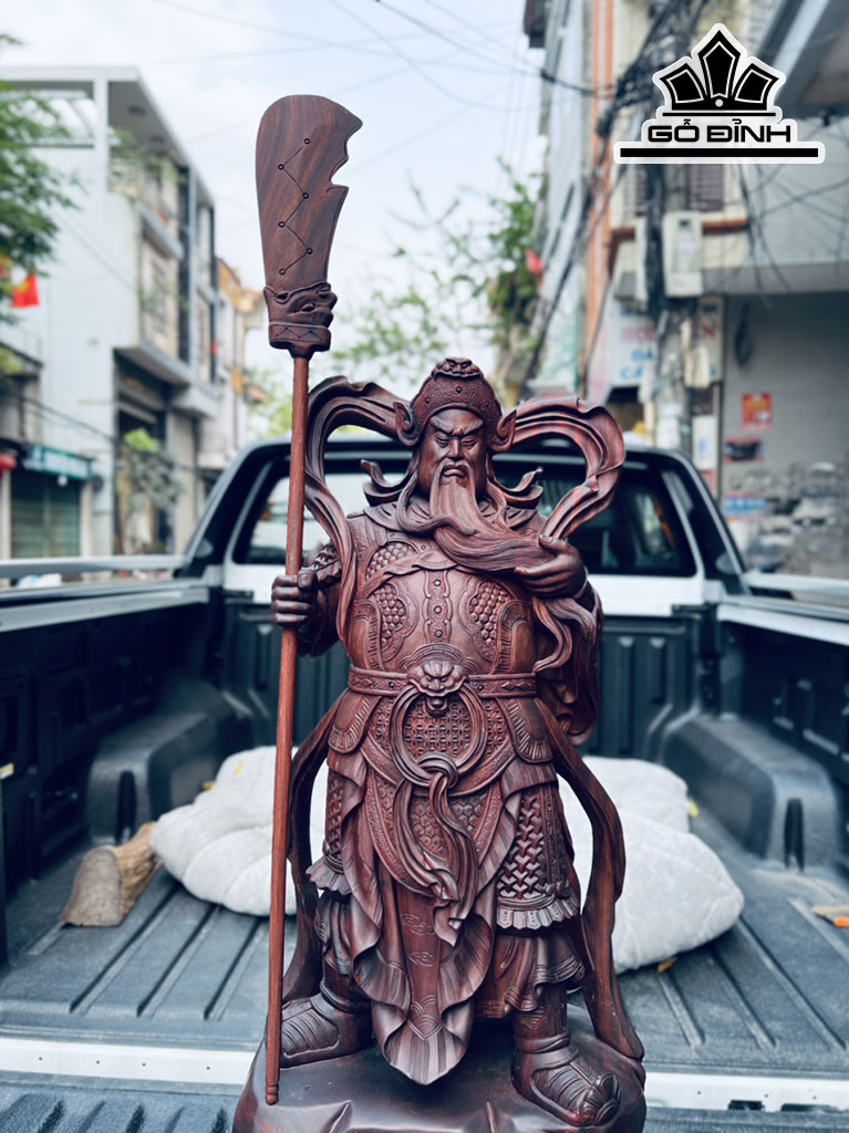 Tượng Quan Công Gỗ Tử Đàn Cao 77 Ngang 31 Sâu 27 (cm)