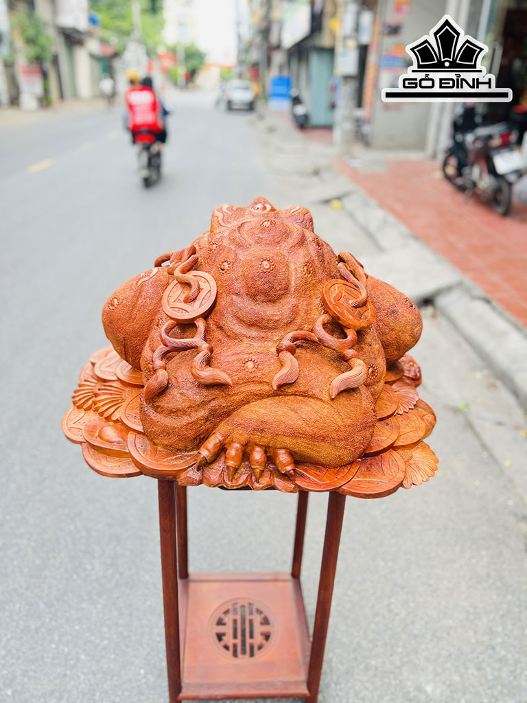 Tượng Thiềm Thừ Gỗ Hương Cao 36 Ngang 73 Sâu 50 (cm)