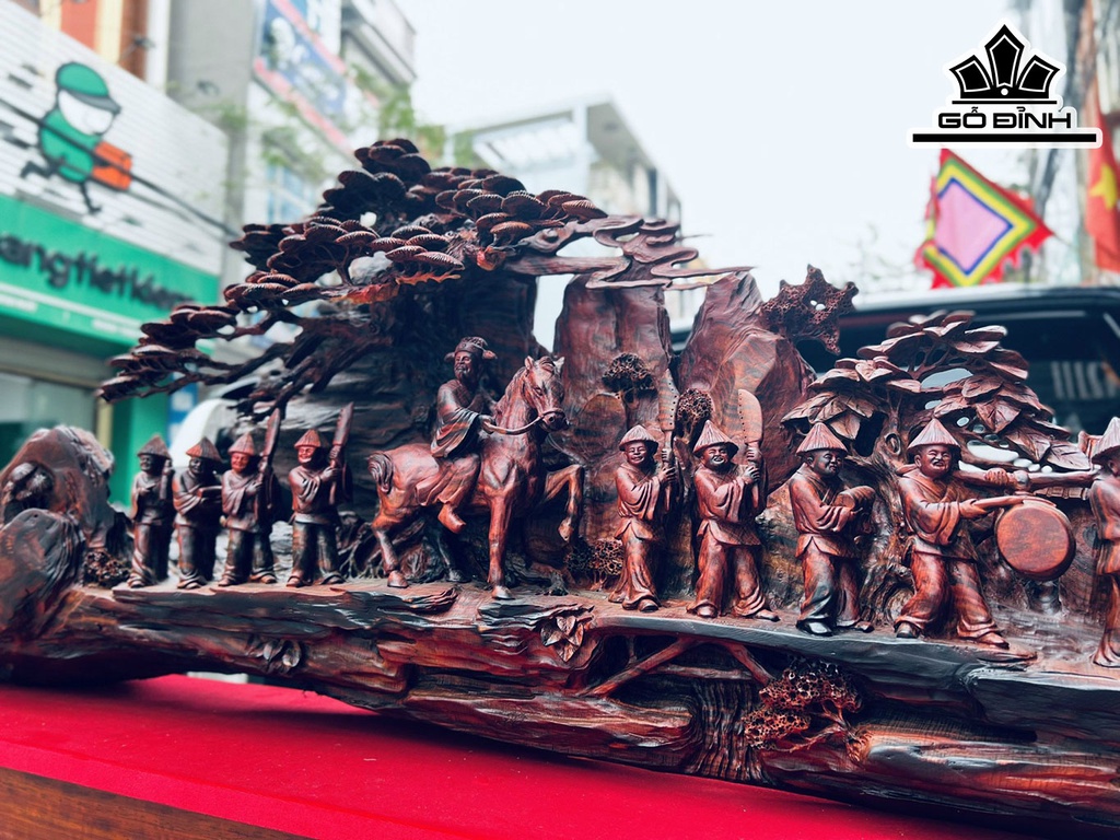 Tượng Vinh Quy Bái Tổ Gỗ Trắc Ngang 130 Cao 53 Sâu 26 (cm)