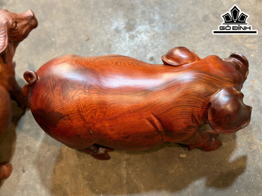 Tượng Heo Phong Thủy Gỗ Cẩm Cao 25 Ngang 50 Sâu 20 (cm)