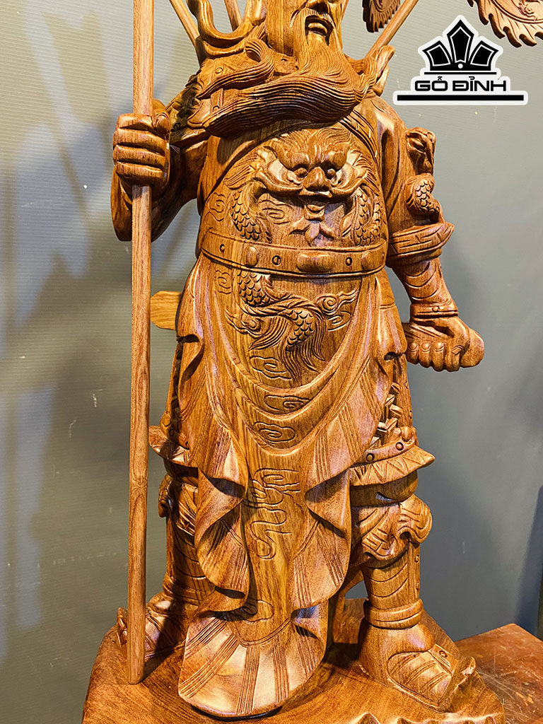 Tượng Quan Công Gỗ Hương Cao 60 Ngang 25 Sâu 15 (cm)