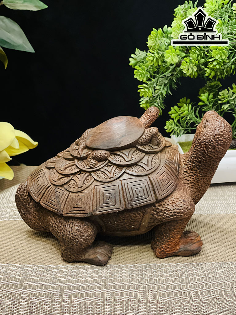Tượng Rùa Phong Thủy Gỗ Trắc Ngang 20 Cao 14 Sâu 12 (cm)