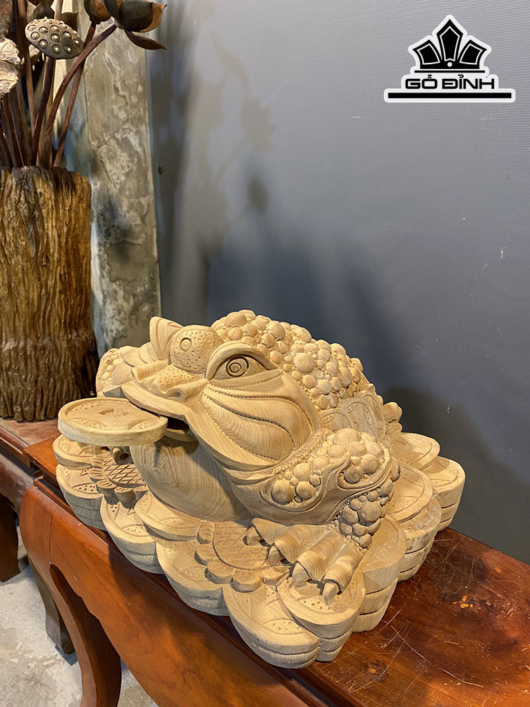 Tượng Thiềm Thừ Gỗ Ngọc Am Cao 26 Ngang 40 Sâu 35 (cm)