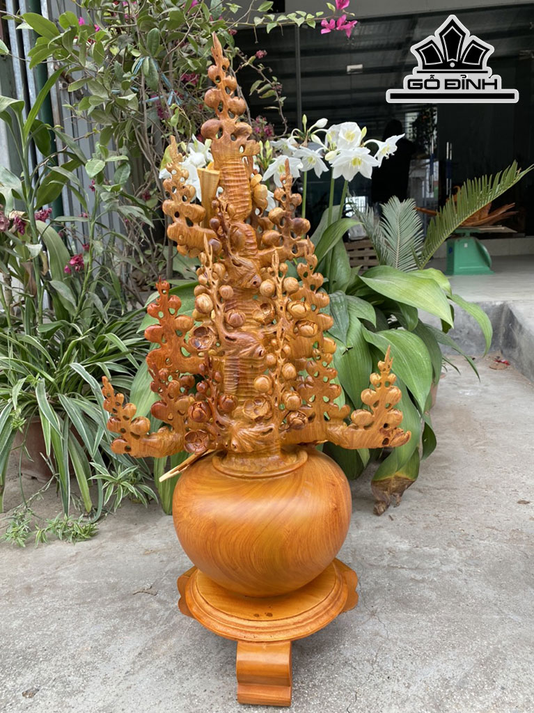 Bình Mai Phú Quý Gỗ Hương Cao 80 Ngang 40 Sâu 28 (cm)